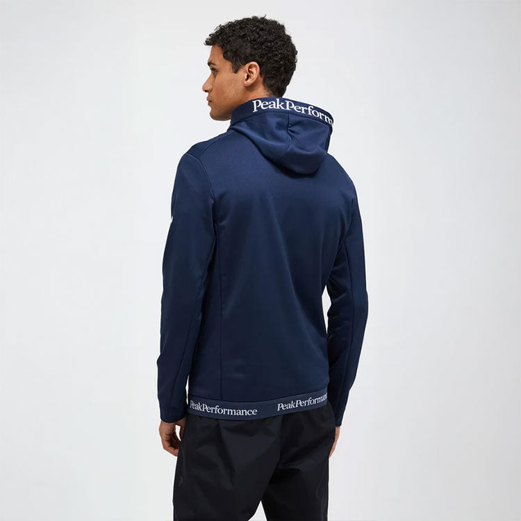  Peak Performance Rider Tech Full Zip Golf Hoodie (Blue Shadow) Brushed Back Fleece For Extra Warmth