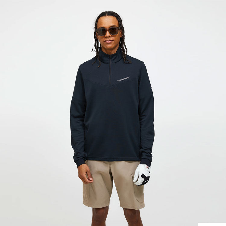  Peak Performance Chase 1/2 Zip Golf Sweater (Black) Technical Fabric With Extra Stretch