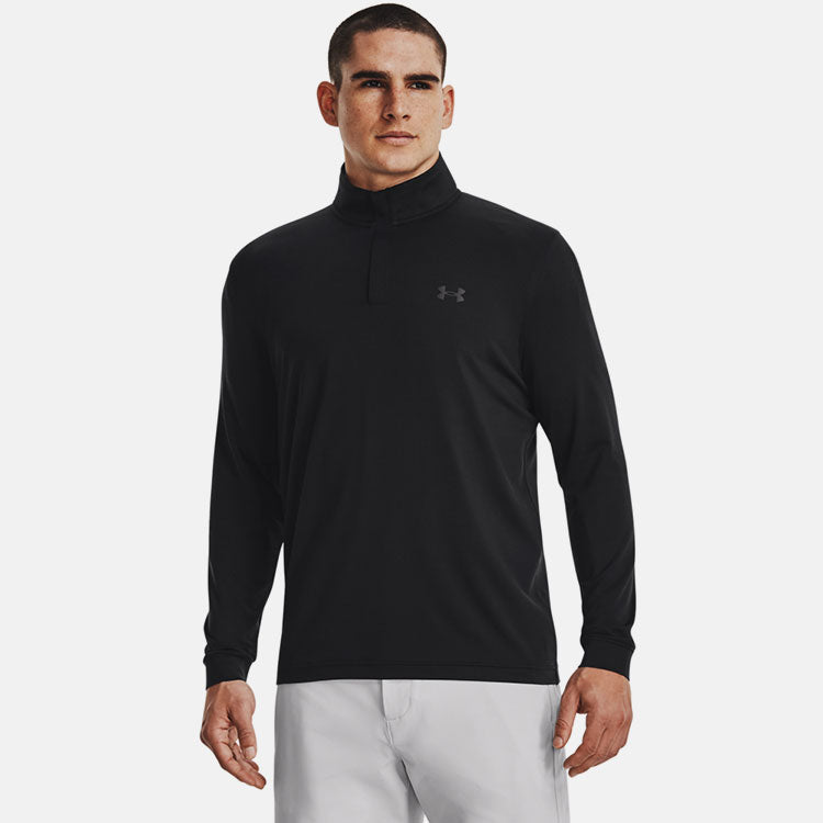  Under Armour Playoff 1/4 Zip Golf Sweater (Black/Jet Gray) Lightweight Fabric With HeatGear Technology