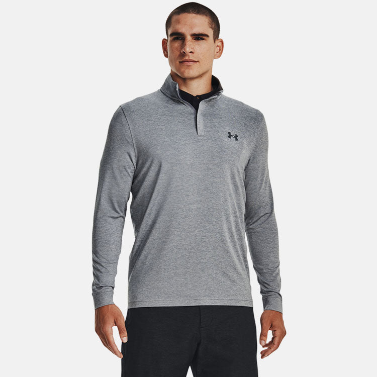  Under Armour Playoff 1/4 Zip Golf Sweater (Steel/Mod Gray/Pitch Gray) Lightweight Fabric With HeatGear Technology
