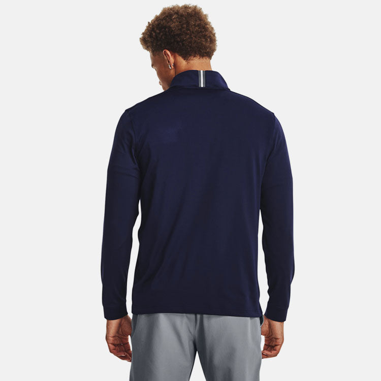 Under Armour Playoff 1/4 Zip Golf Sweater (Midnight Navy/Pitch Gray) Lightweight Fabric With HeatGear Technology