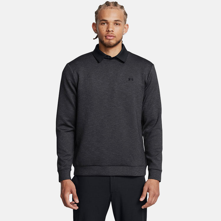  Under Armour Drive Crewneck Golf Sweater (Black/Anthracite/Black) Brushed Interior For Extra Warmth