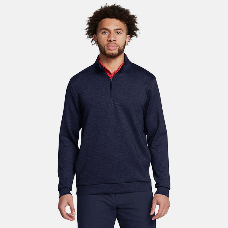  Under Armour Drive 1/4 Zip Golf Sweater (Midnight Navy/Midnight Navy) Brushed Interior For Extra Warmth