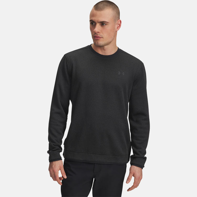  Under Armour Fleece Crewneck Golf Sweater (Black) Brushed Interior For Extra Warmth