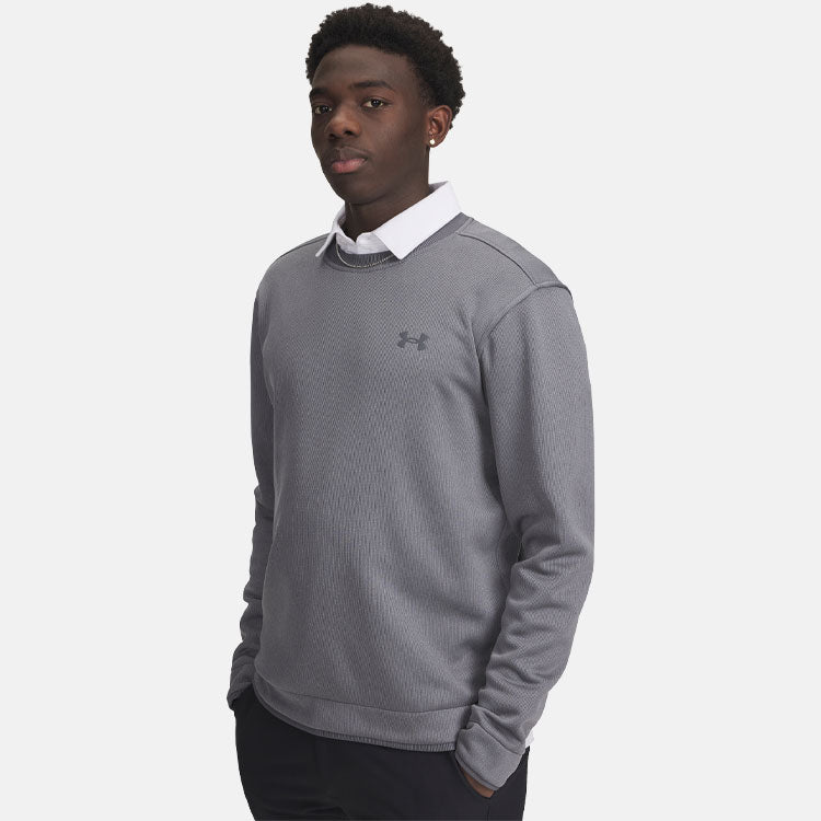  Under Armour Fleece Crewneck Golf Sweater (Castlerock) Brushed Interior For Extra Warmth
