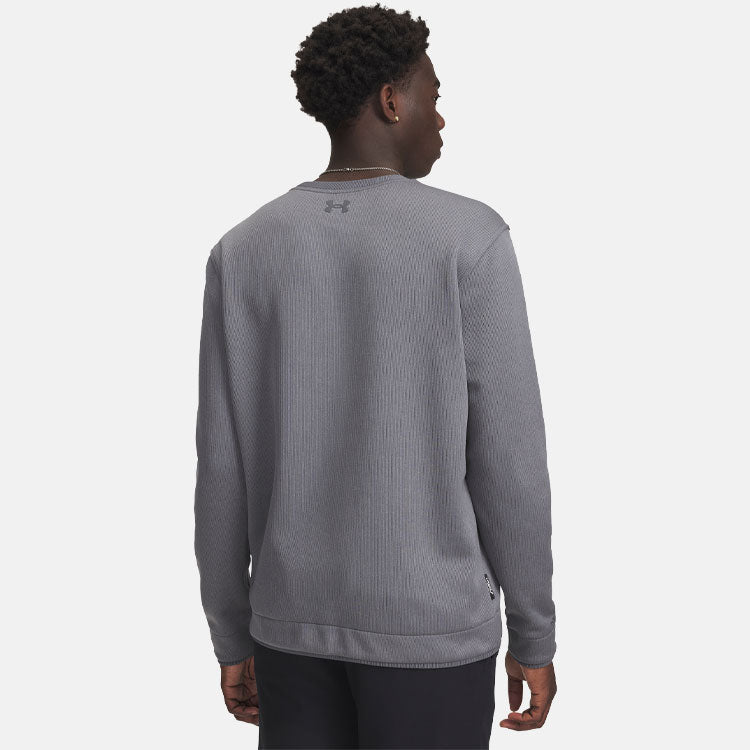  Under Armour Fleece Crewneck Golf Sweater (Castlerock) Brushed Interior For Extra Warmth
