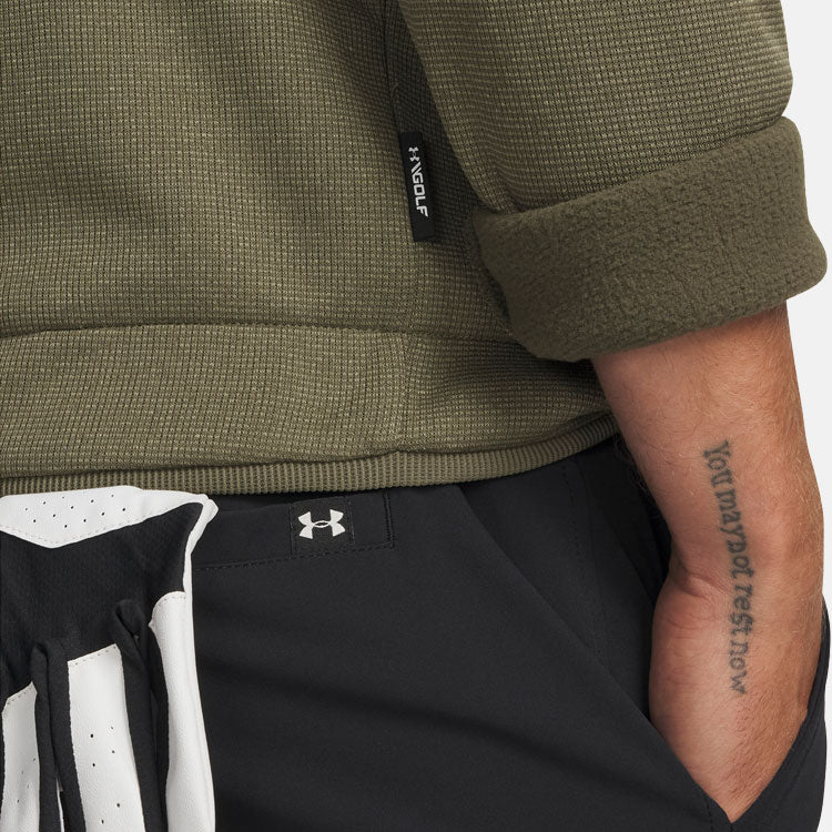 Under Armour Fleece Crewneck Golf Sweater (Marine OD Green) Brushed Interior For Extra Warmth