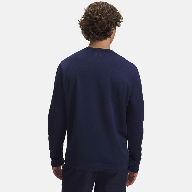  Under Armour Fleece Crewneck Golf Sweater (Midnight Navy) Brushed Interior For Extra Warmth