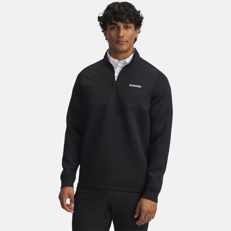  Under Armour Drive Pro Hybrid 1/2 Zip Golf Sweater (Black) Brushed Interior For Extra Warmth