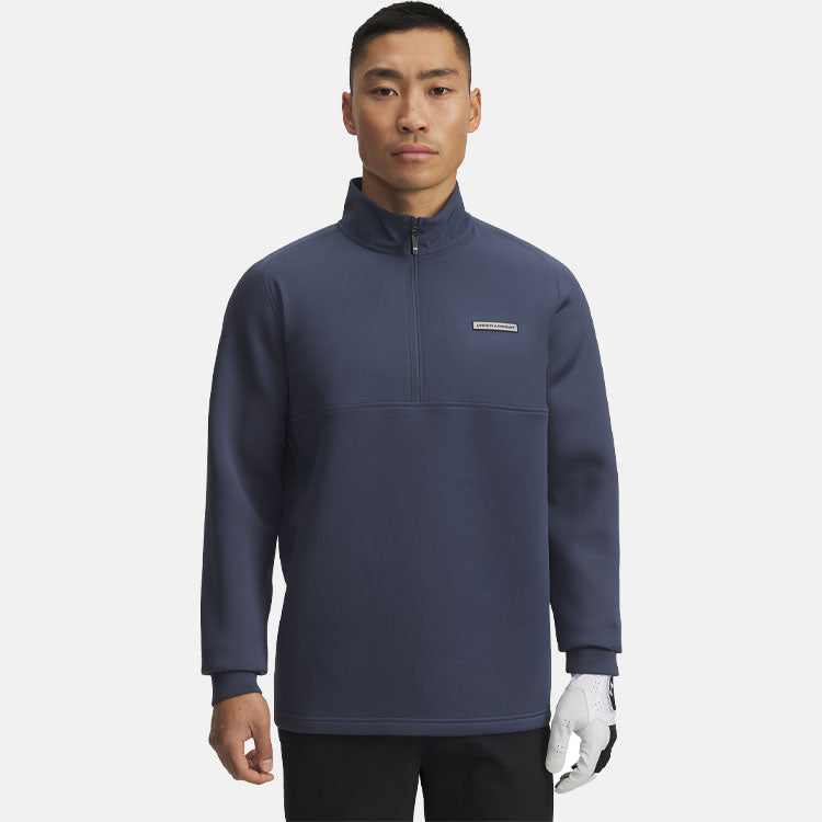  Under Armour Drive Pro Hybrid 1/2 Zip Golf Sweater (Downpour Grey/Black) Brushed Interior For Extra Warmth
