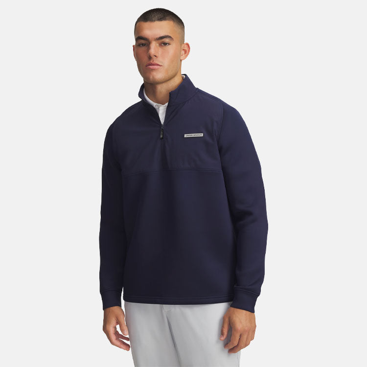  Under Armour Drive Pro Hybrid 1/2 Zip Golf Sweater (Midnight Navy) Brushed Interior For Extra Warmth