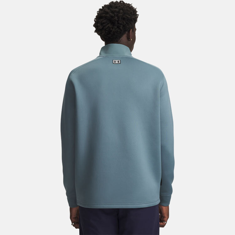  Under Armour Drive Pro Hybrid 1/2 Zip Golf Sweater (Jasper Blue/Black) Brushed Interior For Extra Warmth
