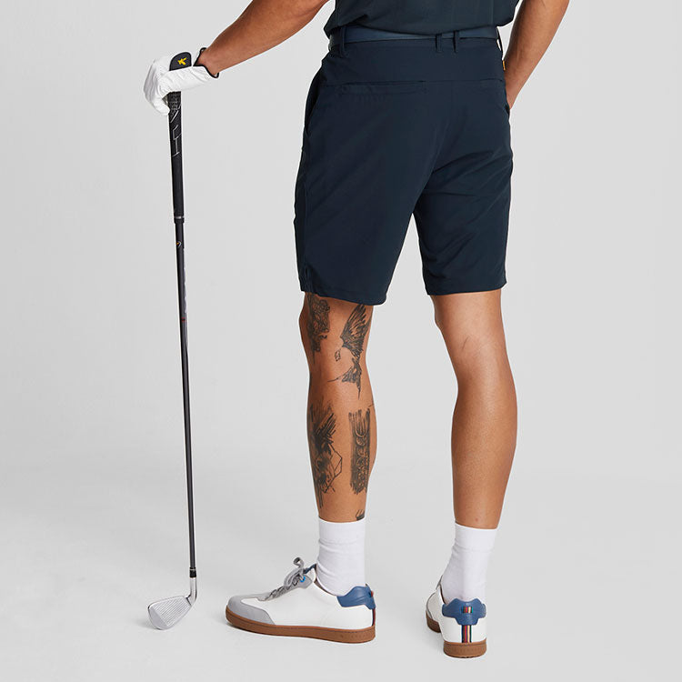  Lyle & Scott AirLight Tech Golf Shorts (Dark Navy) Moisture-Wicking With Iconic Gold Eagle