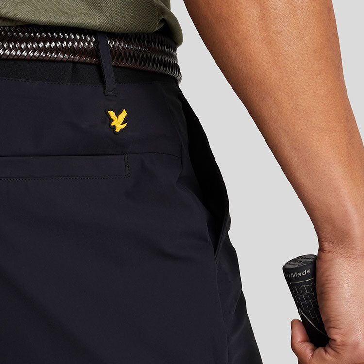  Lyle & Scott AirLight Tech Golf Shorts (Jet Black) Moisture-Wicking With Iconic Gold Eagle