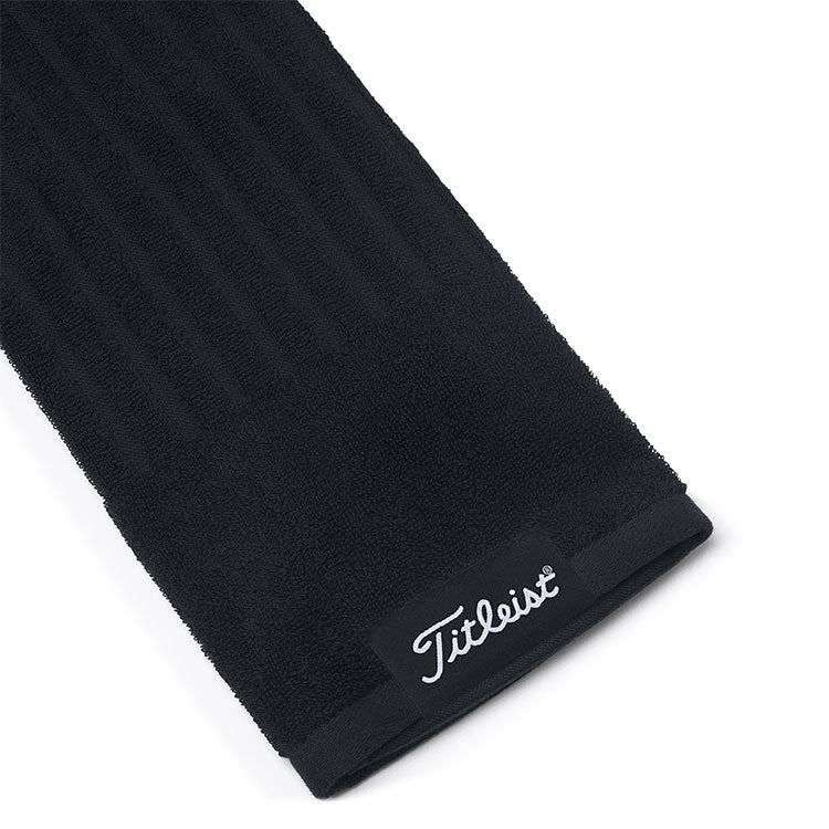  Titleist Players Tri-Fold Golf Towel(Black) Compact Design With Woven Ribbed Pattern