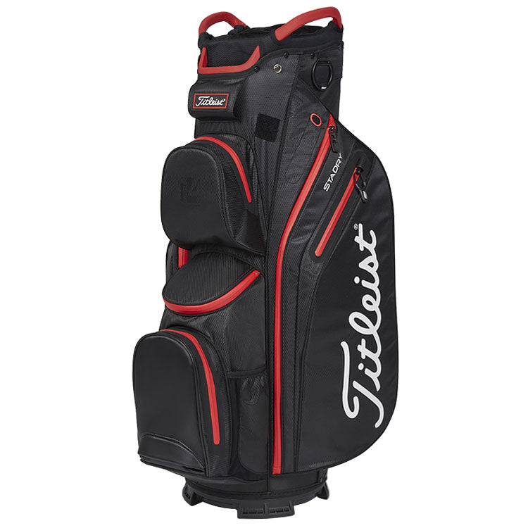  Titleist StaDry 14 Golf Cart Bag (Black/Black/Red) Fully Waterproof With Maximum Storage