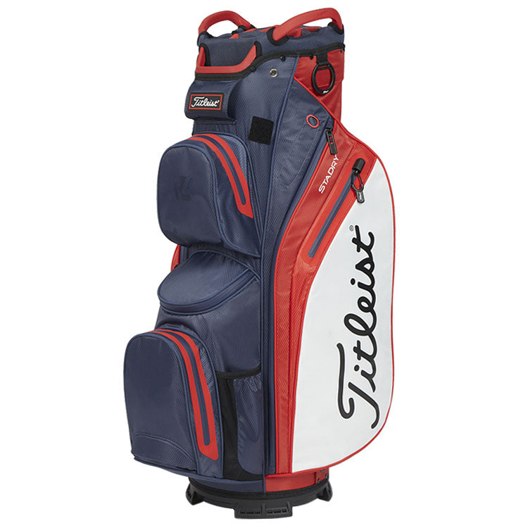  Titleist StaDry 14 Golf Cart Bag (Navy/Red/White) Fully Waterproof With Maximum Storage