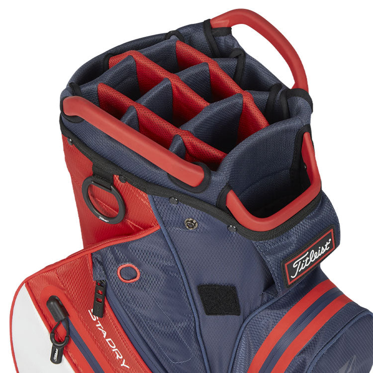  Titleist StaDry 14 Golf Cart Bag (Navy/Red/White) Fully Waterproof With Maximum Storage