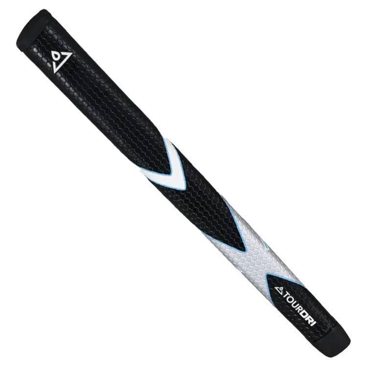  TourDri Midsize PU Putter Golf Grip (Black/Silver/Blue) Larger Profile For Enhanced Stability