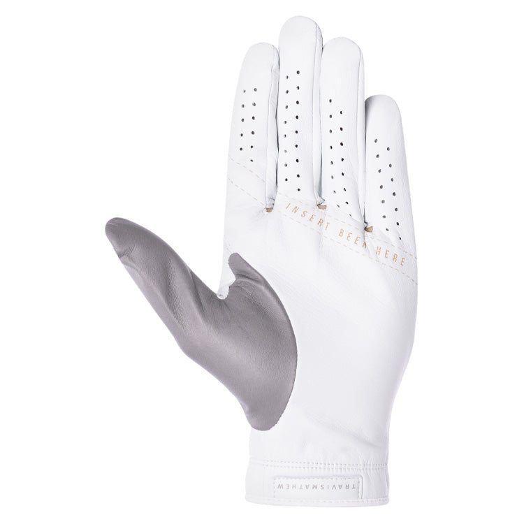  TravisMathew Double Me 2.0 Golf Glove (White / Right Handed Golfer) Premium Leather With Optimal Breathability