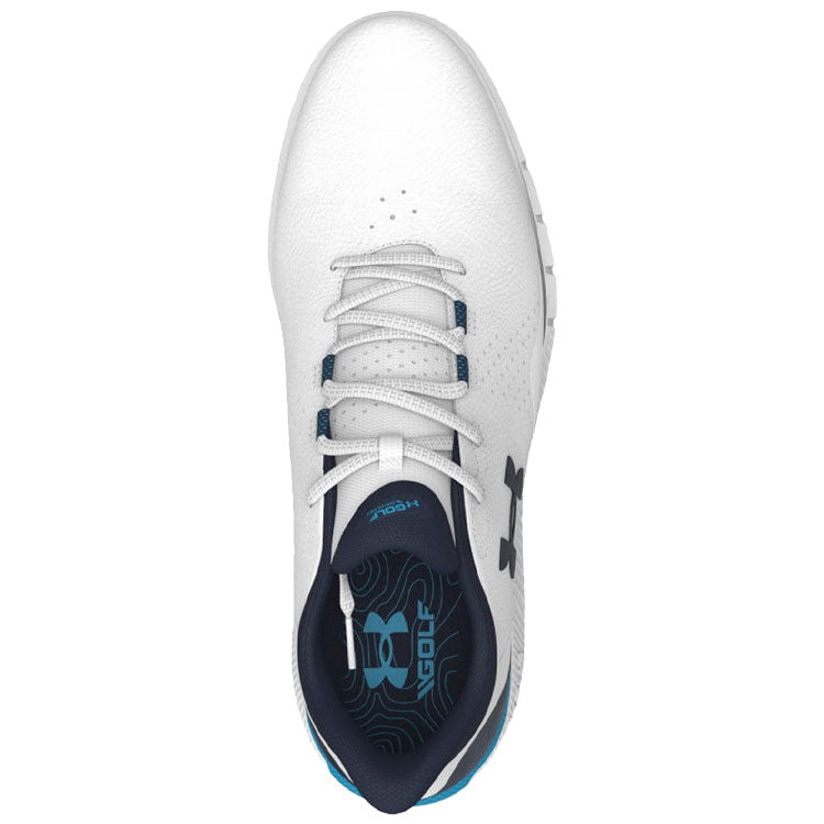  Under Armour Drive Fade SL Golf Shoes (White/Capri/Midnight Navy) HOVR Cushioning With Spikeless Versatility