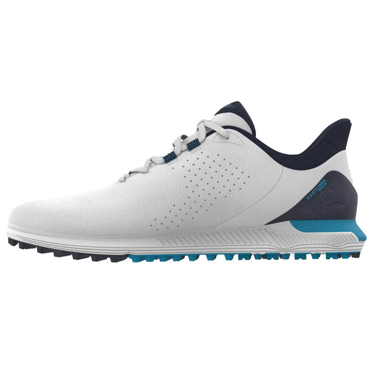  Under Armour Drive Fade SL Golf Shoes (White/Capri/Midnight Navy) HOVR Cushioning With Spikeless Versatility