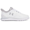  Under Armour Drive Fade SL Golf Shoes (White/Metallic Silver) HOVR Cushioning With Spikeless Versatility