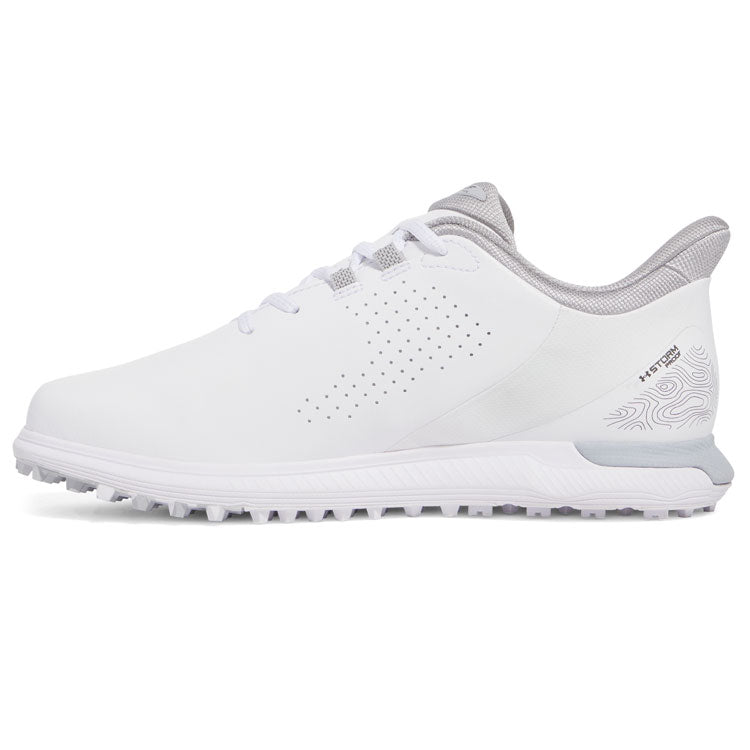  Under Armour Drive Fade SL Golf Shoes (White/Metallic Silver) HOVR Cushioning With Spikeless Versatility