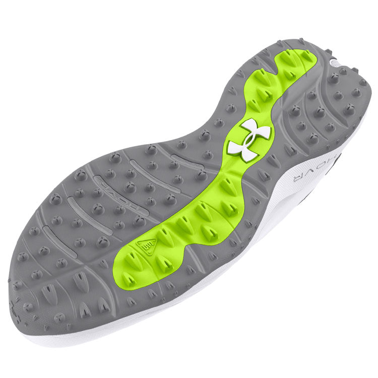  Under Armour Drive Pro SL Golf Shoes (White/White/Metallic Gun Metal) HOVR Cushioning With S3 Support System