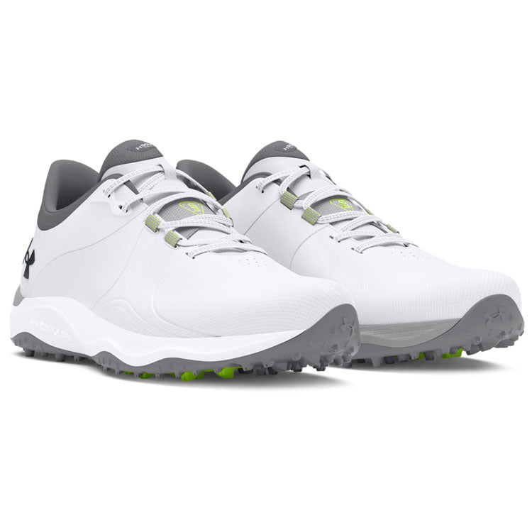  Under Armour Drive Pro SL Golf Shoes (White/White/Metallic Gun Metal) HOVR Cushioning With S3 Support System