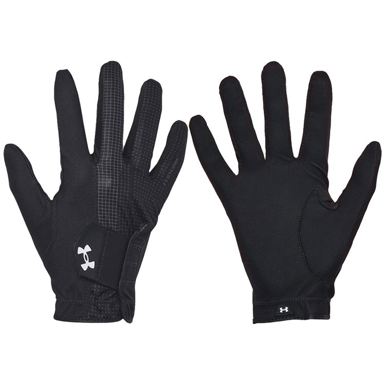  Under Armour Storm Golf Gloves (Pair Pack) (Black/Black/White) Maximum Grip With Water Resistant Finish