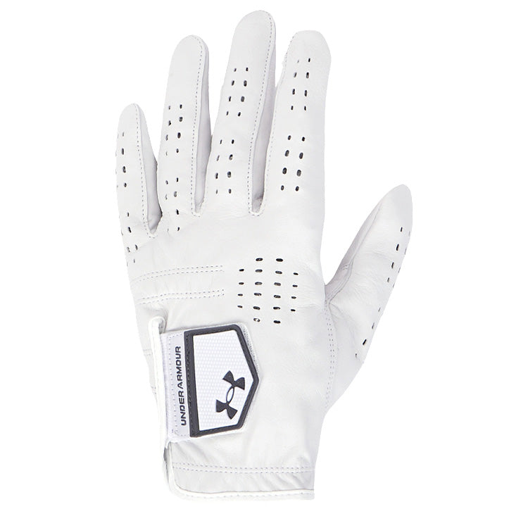  Under Armour Tour Golf Glove (White/Castlerock / Right Handed Golfer) Ventilated Perforations For Breathability