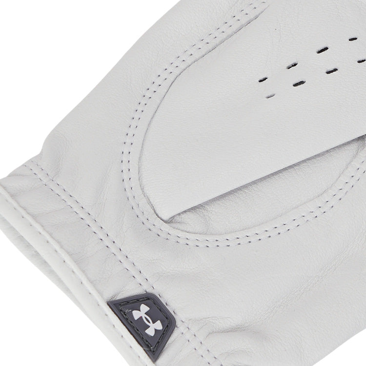  Under Armour Tour Golf Glove (White/Castlerock / Right Handed Golfer) Ventilated Perforations For Breathability