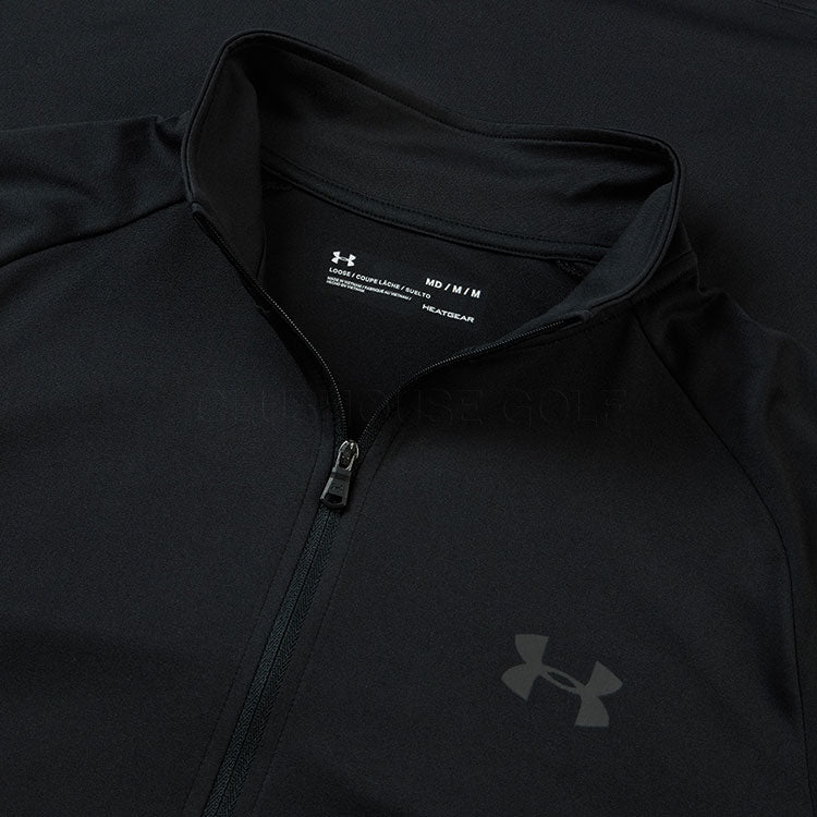  Under Armour Tech 2.0 1/2 Zip Golf Sweater (Black/Charcoal) Lightweight Fabric With HeatGear Technology