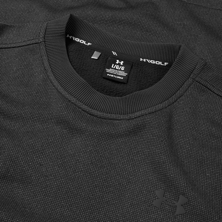  Under Armour Fleece Crewneck Golf Sweater (Black) Brushed Interior For Extra Warmth