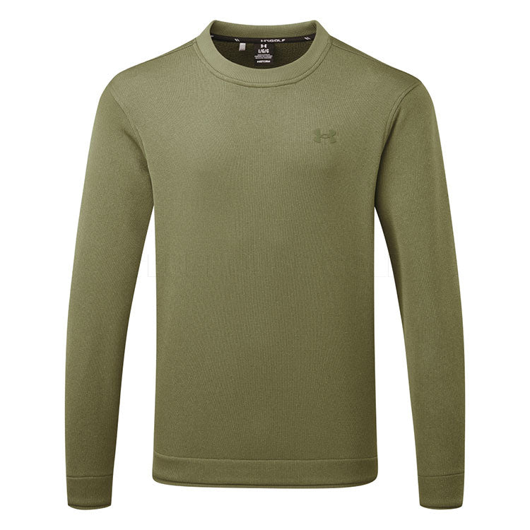  Under Armour Fleece Crewneck Golf Sweater (Marine OD Green) Brushed Interior For Extra Warmth