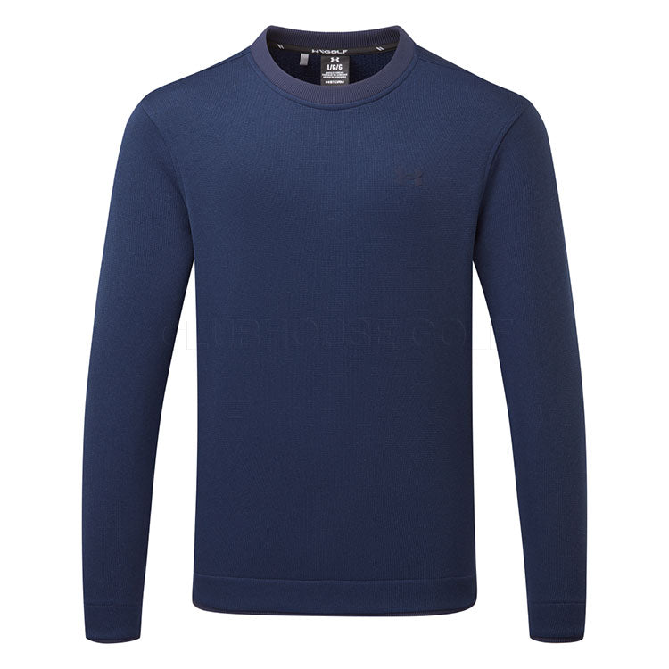  Under Armour Fleece Crewneck Golf Sweater (Midnight Navy) Brushed Interior For Extra Warmth