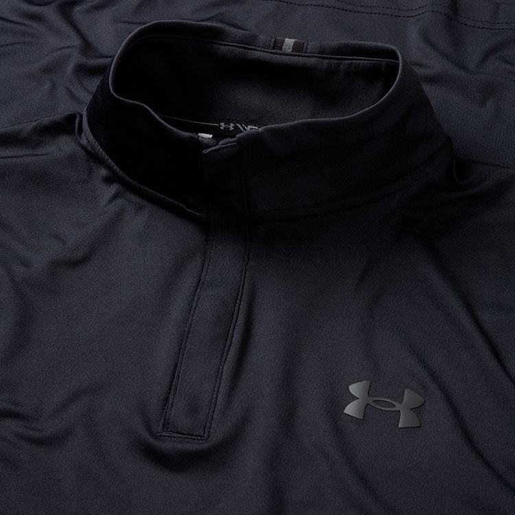  Under Armour Playoff 1/4 Zip Golf Sweater (Black/Jet Gray) Lightweight Fabric With HeatGear Technology