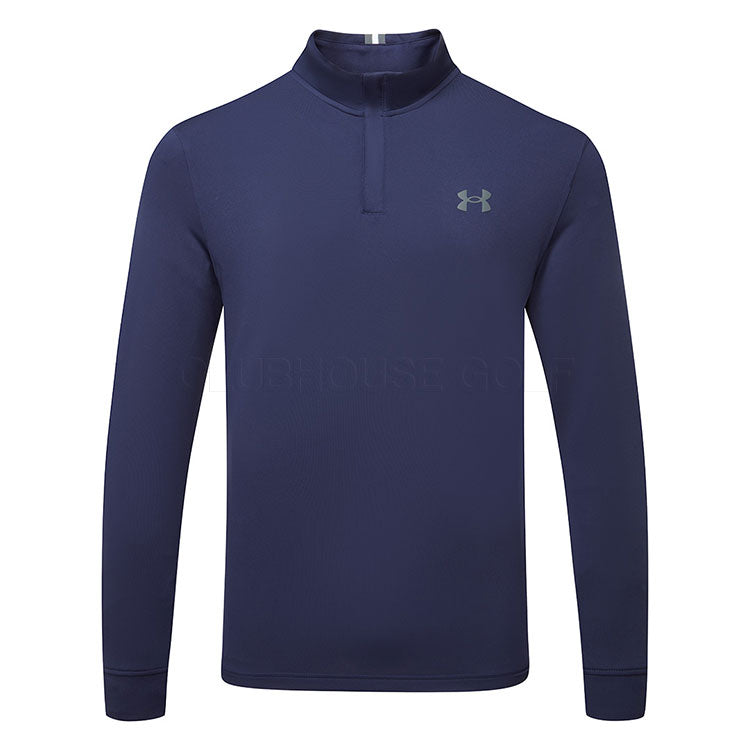  Under Armour Playoff 1/4 Zip Golf Sweater (Midnight Navy/Pitch Gray) Lightweight Fabric With HeatGear Technology