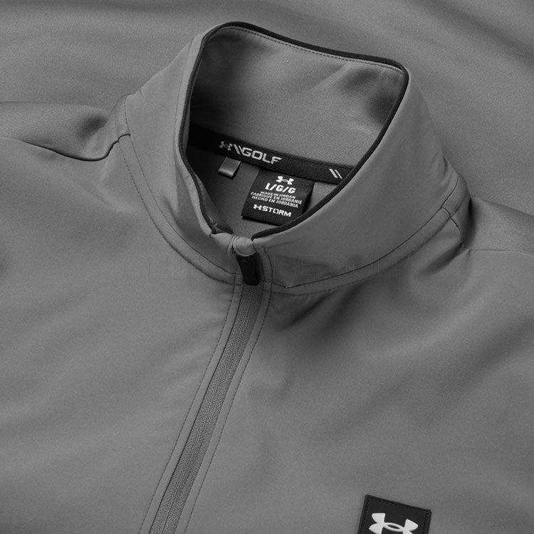  Under Armour Drive Pro Storm Hybrid 1/2 Zip Golf Sweater (Castlerock/Metallic Silver) Extra Warmth With Added Wind Protection