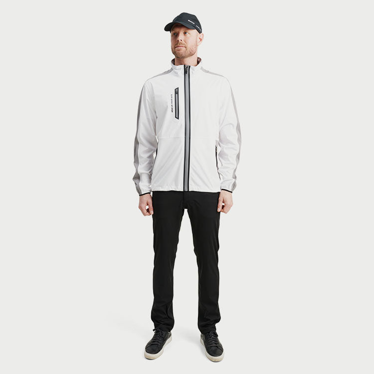  Abacus Bounce Full Zip Waterproof Golf Jacket (White/Grey) Very Breathable With Lightweight Protection
