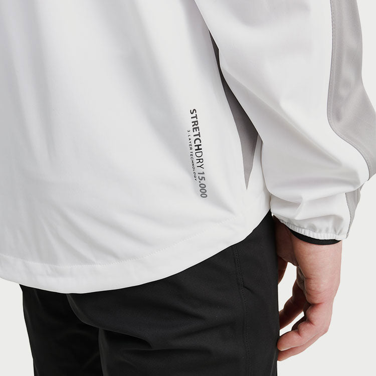  Abacus Bounce Full Zip Waterproof Golf Jacket (White/Grey) Very Breathable With Lightweight Protection