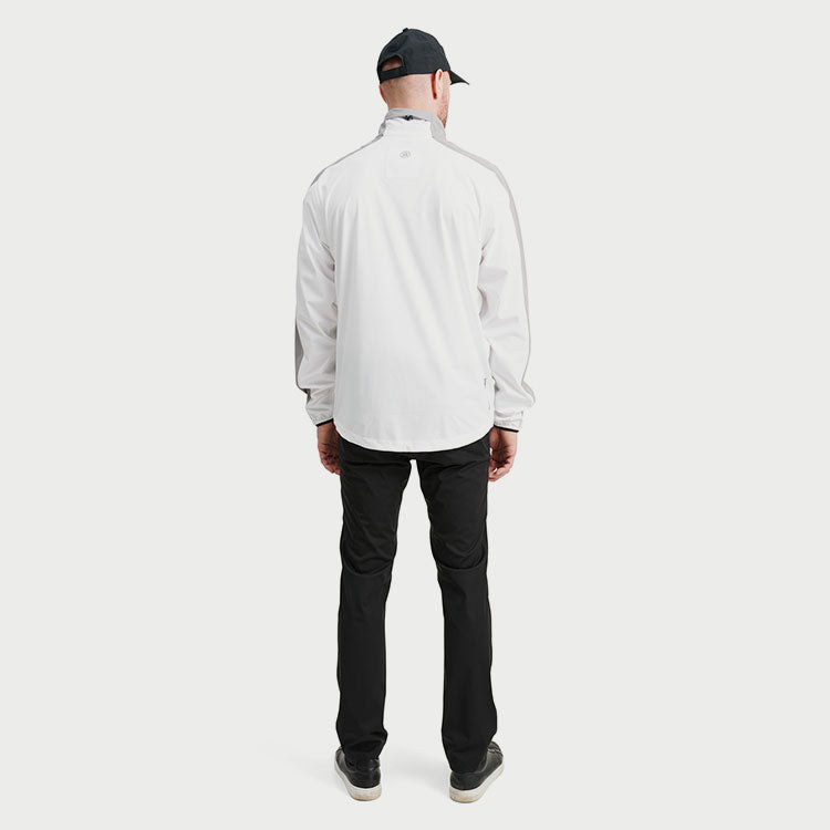  Abacus Bounce Full Zip Waterproof Golf Jacket (White/Grey) Very Breathable With Lightweight Protection