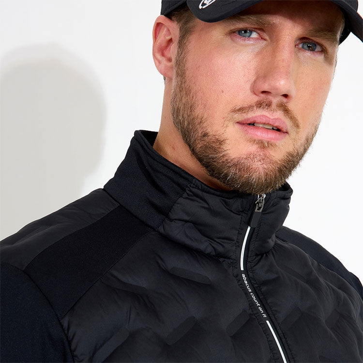  Abacus Portrush Hybrid Golf Wind Jacket (Black) Maximum Warmth With Brushed Fleece