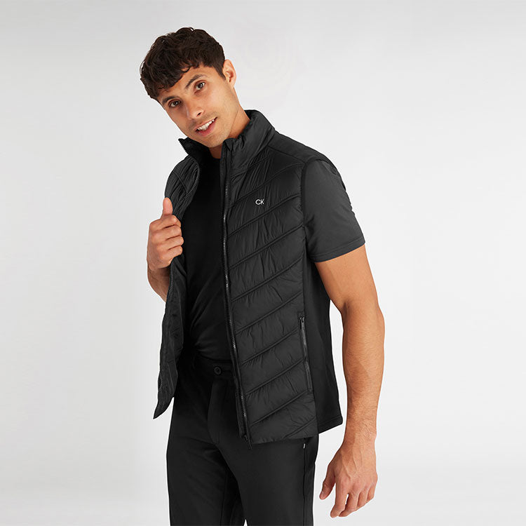  Calvin Klein Frontera Hybrid Golf Wind Vest (Black) Exceptional Warmth With Chill-Force Technology