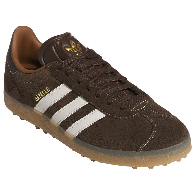 Adidas Golf Originals Gazelle Spikeless Golf Shoes (Preloved Brown/Dark Brown/Gum) Special Edition With Classic Adidas Style