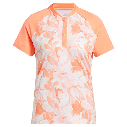  Adidas Ladies Floral Golf Polo Shirt (Coral Fusion) AEROREADY Fabric For Exceptional Comfort
