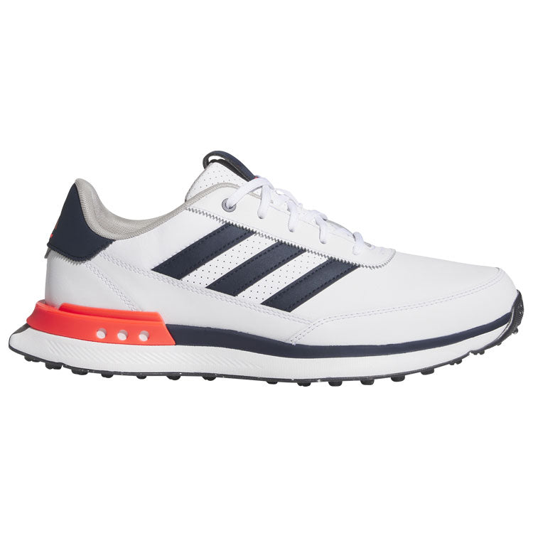  Adidas S2G SL Leather Golf Shoes (Off White/Collegiate Navy/Lucid Red) Everyday Comfort With Spikeless Versatility