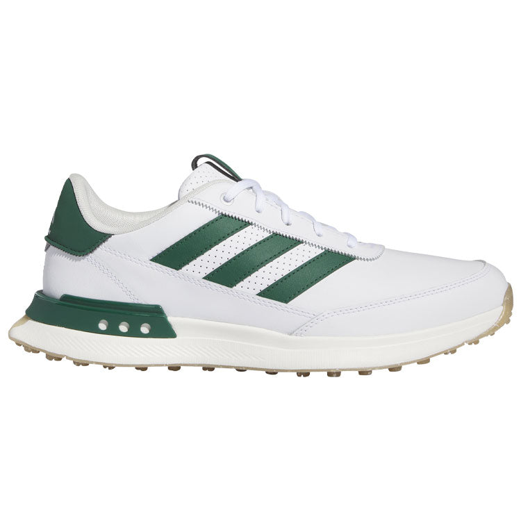  Adidas S2G SL Leather Golf Shoes (White/Collegiate Green/Gum 4) Everyday Comfort With Spikeless Versatility