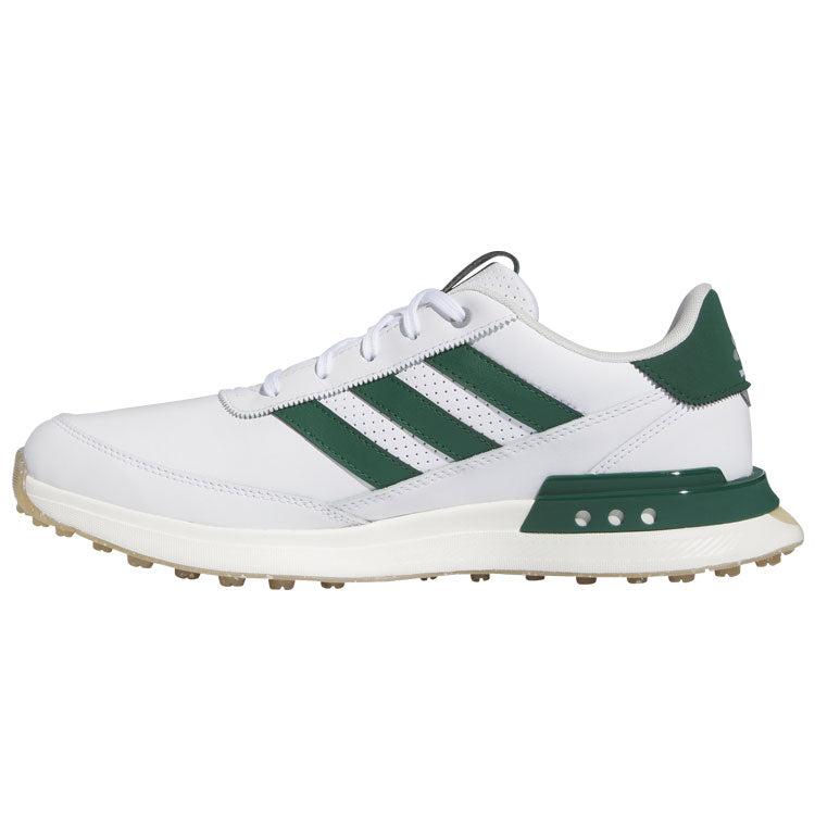  Adidas S2G SL Leather Golf Shoes (White/Collegiate Green/Gum 4) Everyday Comfort With Spikeless Versatility